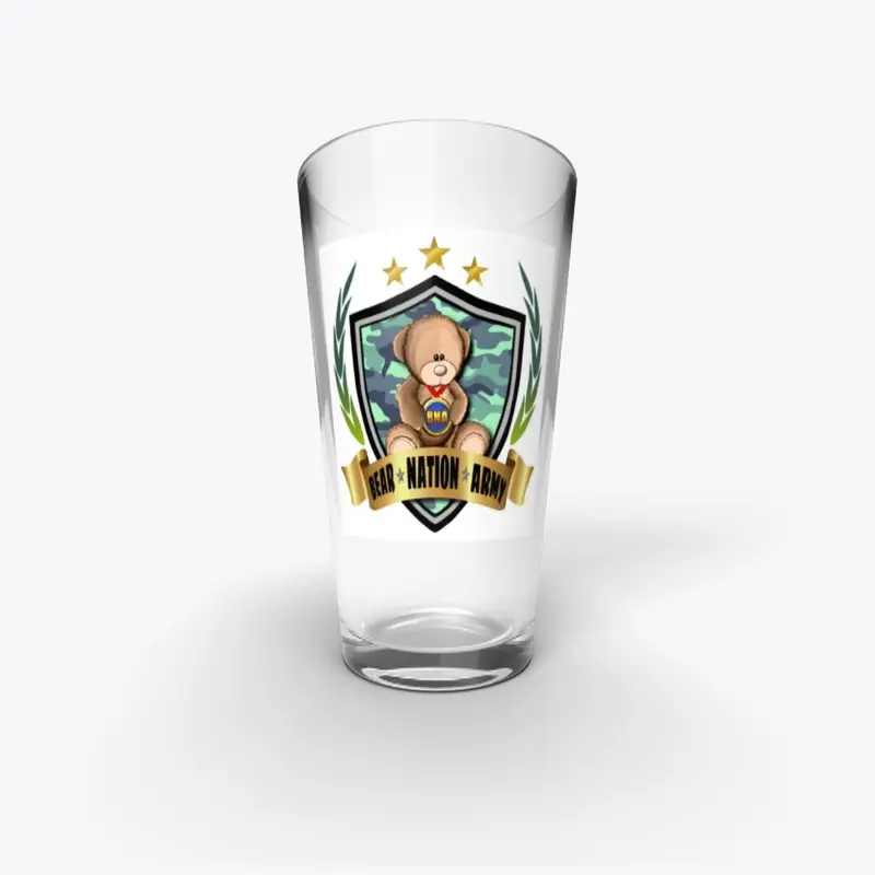 the bear nation army pint glass